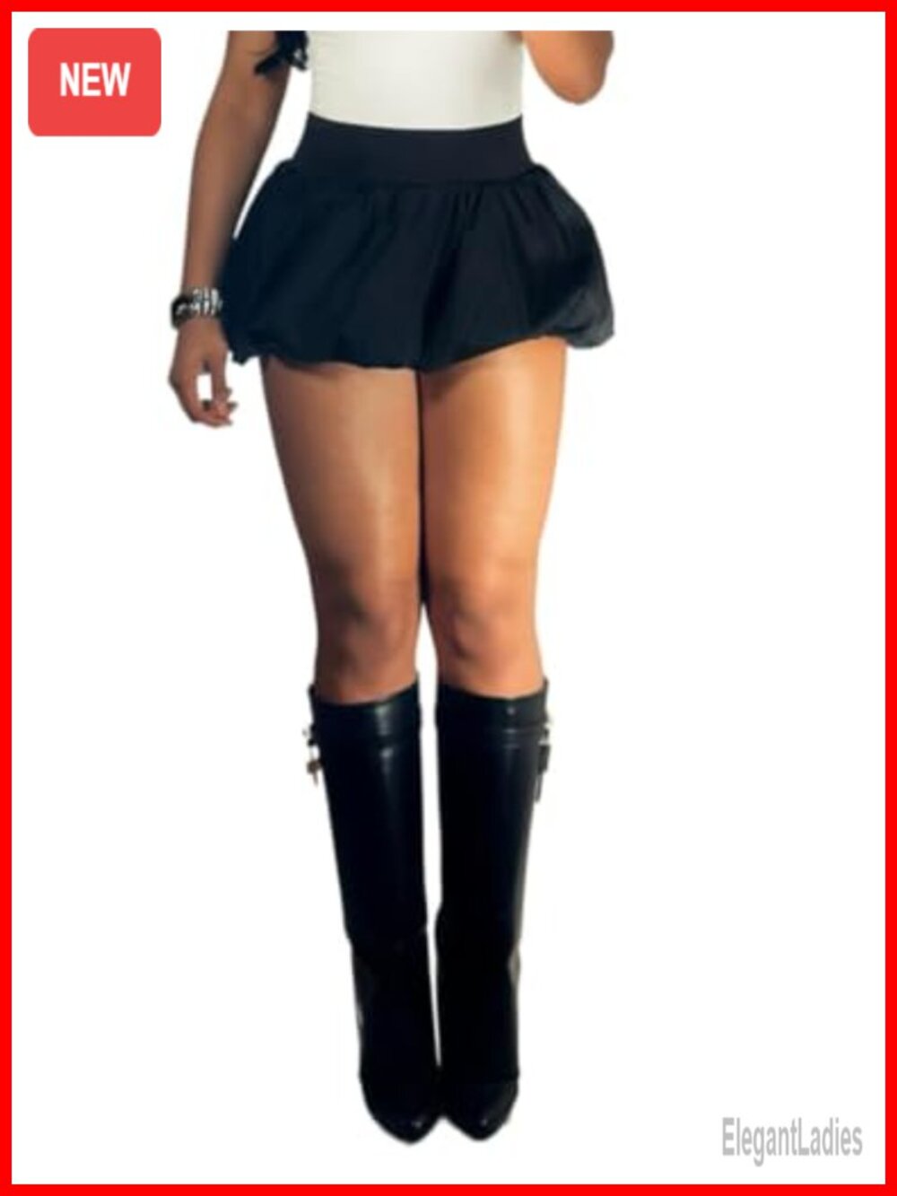 Women's Bubble Mini Skirt High Waist A-Line Puffy Balloon Short Skirt Polyester